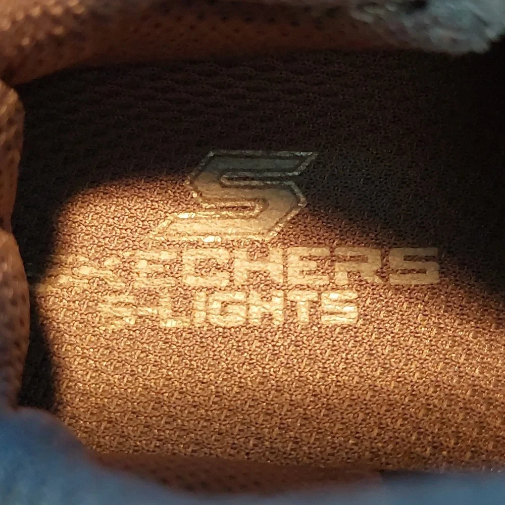 Skechers Toddler S Lights Shoes Hypno Flash in Black and Metallic Silver 6 EUC